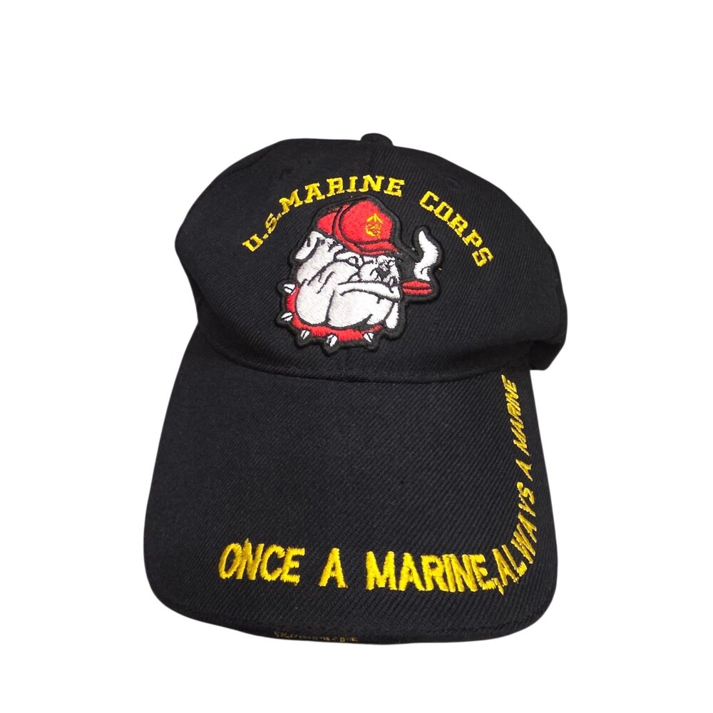 USMC Bulldog Hat Once a Marine Always Marine Embroidered Veteran Baseball Cap